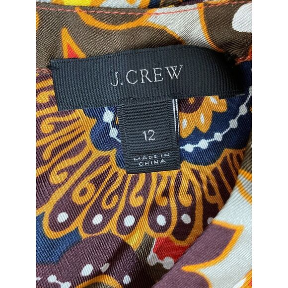 J. Crew Darwin Ratti Women's 12 Yellow Blouse Silk Tank Top Twill Ruffle Floral - Picture 5 of 8